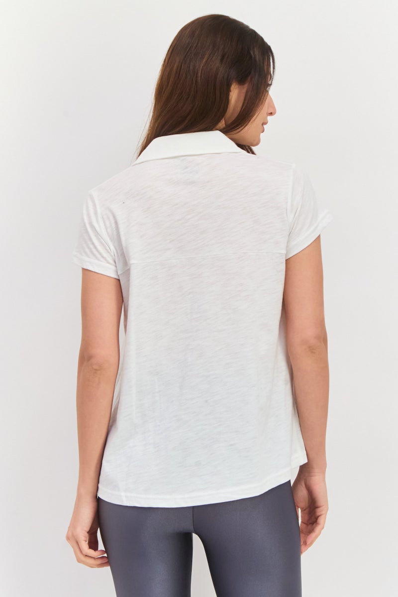 PUMA تي شيرت بولو نسائي رياضي بأكمام قصيرة، خارجي، أبيض - Image 2